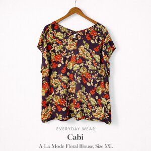 Cabi A La Mode Floral Blouse XXL Purple Boho Career Top #4169